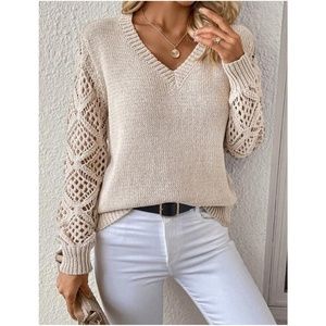 Elegant Cream V-Neck Sweater